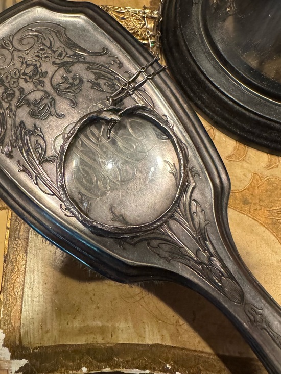 Blood Milk Jewelry - Blood milk jewels oroborous Antique-Style Round Magnifier Pendant Necklace